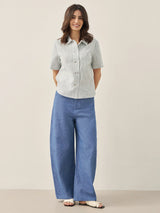 Linen Double-Breasted Artistic Stripe Shirt JUNO