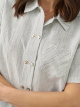 Linen Double-Breasted Artistic Stripe Shirt JUNO