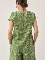 100% Linen Dot Round Neck Top LISSA