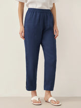 100% Linen Straight-Leg Pants with Elastic Waist PATRICE