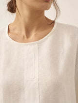 100% Linen Round Neck Mid-Sleeve Top ROBYN