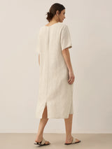 100% Linen Pocket Caftan Midi-Dress ESME