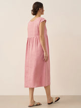 Linen Striped Cap Sleeve Washed Maxi Dress JOAN