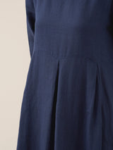 100% Linen Bateau Neck Pleated Maxi Dress ABIGAIL
