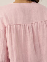100% Linen Button-Front Drop Shoulder Shirt EASTER