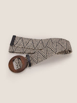 Wooden Buckle Handcrafted Woven Elastic Wide Waist Belt