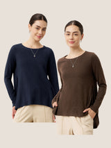 Wool Panelled Ruched Asymmetric Hem Top KALISTA