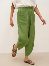 100% Linen Petal-Hem Trousers with Elastic Waist LIV