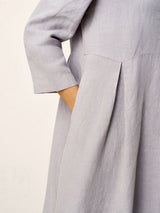 100% Linen Inverted Pleat Curved Seam Maxi Dress VALERIE