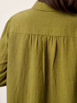100% Linen Tailored Lapel 3/4 Sleeve Midi Shirt Dress MERCEDES