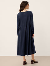 Wool Arc-Panel Sculpted Pleats Maxi Dress CALISTA