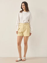 100% Linen Mock Neck Long-Sleeve Top DEANNA