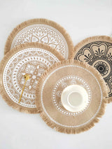 Nordic Woven Jute Placemat Round Fringe Decorative Heat-Resistant Mat