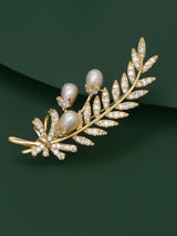 Freshwater Pearl & Alloy Wheat Ear Brooch