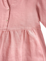 100% Linen Loose Fit Button Waist Gathered Maxi Dress LUNA