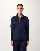 Double-Knit Cotton Quarter-Zip Pullover