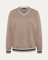 Jacquard Wool V-Neck Sweater