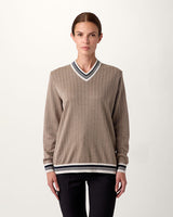 Jacquard Wool V-Neck Sweater