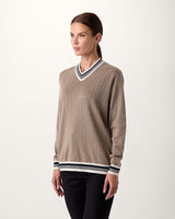 Jacquard Wool V-Neck Sweater