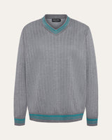 Jacquard Wool V-Neck Sweater