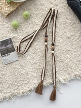 Linen Woven Belt With Fringes