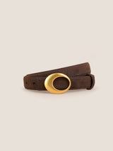 Luxury Suede Cowhide Belt With Oval Alloy Buckle