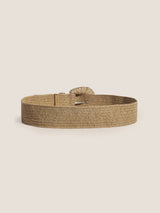 Natural Woven Straw Belt With Square Buckle