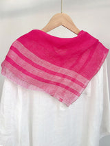 100% Linen Striped Woven Light Square Scarf