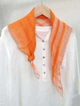 100% Linen Striped Woven Light Square Scarf