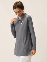 Cashmere Asymmetric Cowl Neck Stretch Top TATIANA