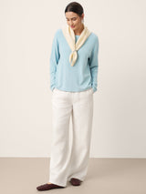 Boat Neck Button Back Long Sleeve Top AIRA