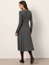Cashmere Buttoned Panel Maxi Dress BREE