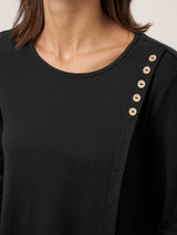 Cotton-Linen Contrast Panel Long Sleeve Top SILVIA
