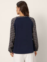 Cotton Contrast Collar Long Sleeve Top CARMEN