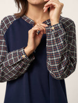 Cotton Contrast Collar Long Sleeve Top CARMEN