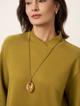 Cotton Overlap Collar Midi Dress ALANI