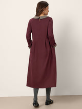 Cotton Plaid Peter Pan Collar Midi Dress CARLA
