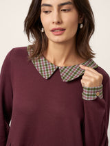 Cotton Plaid Peter Pan Collar Midi Dress CARLA