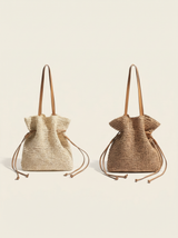 Artisanal Hand-Crocheted Straw Bucket Bag