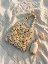 Artisanal Handwoven Gem Bead Crochet Tote Bag