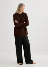 Alpaca Sweater with Scarf - Mahogany Marle
