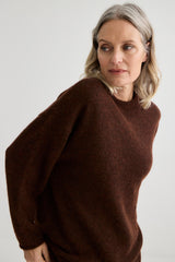 Alpaca Sweater with Scarf - Mahogany Marle