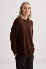 Alpaca Sweater with Scarf - Mahogany Marle