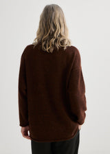 Alpaca Sweater with Scarf - Mahogany Marle