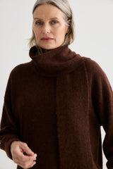 Alpaca Sweater with Scarf - Mahogany Marle