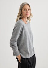 Cashmere Oversized Crewneck - Grey Marle