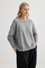 Cashmere Oversized Crewneck - Grey Marle