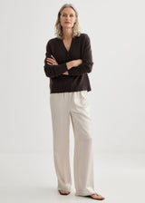 Cashmere V-Neck Cardigan - Bitter Chocolate
