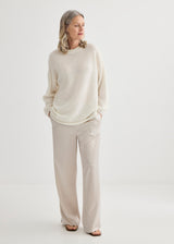 Alpaca Sweater with Scarf - Ivory