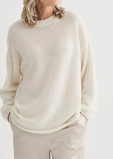 Alpaca Sweater with Scarf - Ivory